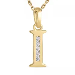 i-kirjain zirkoni kaulaketju kullattua hopeaa riipus 9 karaatin kultaa - My Letter