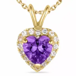 sydän synteettinen ametisti kaulaketju kullattua hopeaa riipus 9 karaatin kultaa - Gold Collection