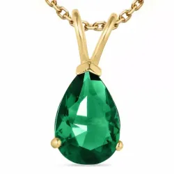 pisara smaragdi kaulaketju kullattua hopeaa riipus 9 karaatin kultaa - Gold Collection