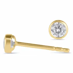 3 mm pyöreitä korvarenkaat 14 karaatin kultaa kanssa zirkoni - Gold Collection