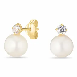 pyöreitä helmikorvakorut  14 karaatin kultaa kanssa zirkoni - Gold Collection