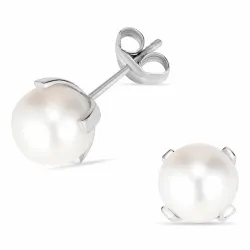 8 mm pyöreitä korvarenkaat 14 karaatin valkokultaa