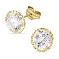pyöreitä korvarenkaat 14 karaatin kultaa kanssa zirkoni - Gold Collection