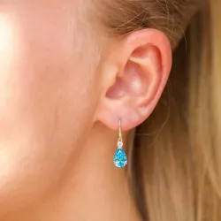 pisara sininen kultakorvakorut 14 karaatin kultaa kanssa synteettinen topaasi ja zirkoni - Gold Collection