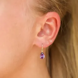 pisara lila korvarenkaat 14 karaatin kultaa kanssa synteettinen ametisti - Gold Collection