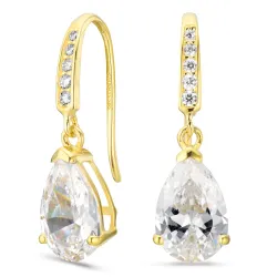 pudota muotoisia korvarenkaat 14 karaatin kultaa kanssa zirkoni - Gold Collection