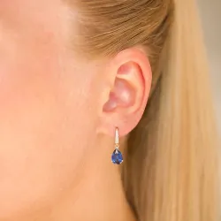 pudota muotoisia korvarenkaat 14 karaatin kultaa kanssa safiiri ja zirkoni - Gold Collection