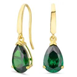 pudota muotoisia korvarenkaat 14 karaatin kultaa kanssa smaragdi ja zirkoni - Gold Collection