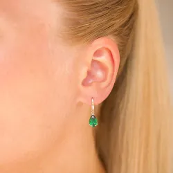 pudota muotoisia korvarenkaat 14 karaatin kultaa kanssa smaragdi ja zirkoni - Gold Collection