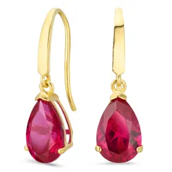 pudota muotoisia korvarenkaat 14 karaatin kultaa kanssa rubiini ja zirkoni - Gold Collection