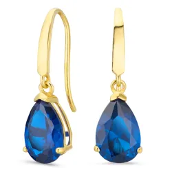 pudota muotoisia korvarenkaat 14 karaatin kultaa kanssa safiiri ja zirkoni - Gold Collection