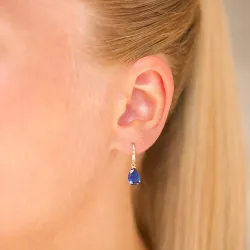 pudota muotoisia korvarenkaat 14 karaatin kultaa kanssa safiiri ja zirkoni - Gold Collection