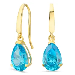 pudota muotoisia korvarenkaat 14 karaatin kultaa kanssa topaasi ja zirkoni - Gold Collection