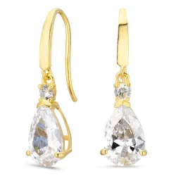 pudota muotoisia korvarenkaat 14 karaatin kultaa kanssa zirkoni - Gold Collection