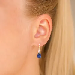 pudota muotoisia korvarenkaat 14 karaatin kultaa kanssa safiiri ja zirkoni - Gold Collection