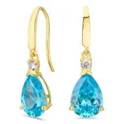 pudota muotoisia korvarenkaat 14 karaatin kultaa kanssa topaasi ja zirkoni - Gold Collection