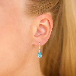 pudota muotoisia korvarenkaat 14 karaatin kultaa kanssa topaasi ja zirkoni - Gold Collection