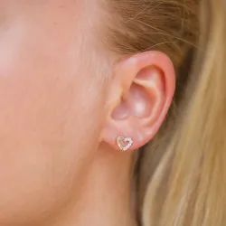 sydän korvarenkaat 14 karaatin kultaa kanssa zirkoni - Gold Collection