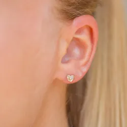 pieniä sydän kultakorvakorut 14 karaatin kultaa kanssa zirkoni - Gold Collection