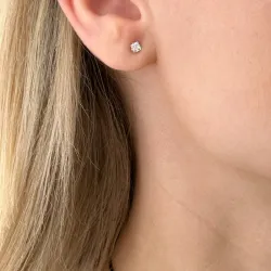 neliskulmainen 3 x 3 mm korvarenkaat 14 karaatin kultaa kanssa zirkoni - Gold Collection