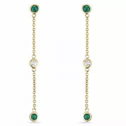 pitkät smaragdi briljanttikorvakorut 14 karaatin kultaa kanssa timantti ja smaragdi 