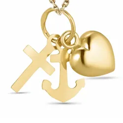 Usko-toivo-rakkaus kaulaketju kullattua hopeaa riipus 14 karaatin kultaa - Amoré