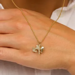 Usko-toivo-rakkaus kaulaketju kullattua hopeaa riipus 8 karaatin kultaa - Amoré