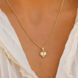 10 x 15,5 mm sydän kaulaketju kullattua hopeaa riipus 8 karaatin kultaa - Amoré