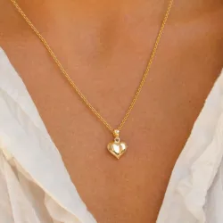 10 x 16 mm riipus jossa on ketju kullattua hopeaa riipus 14 karaatin kultaa - Amoré