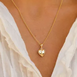 11,5 x 20 mm sydän kaulaketju kullattua hopeaa riipus 14 karaatin kultaa - Amoré