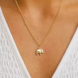 norsu kaulaketju kullattua hopeaa riipus 8 karaatin kultaa - Gold Collection