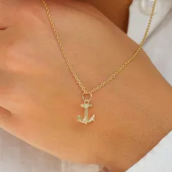 ankkuriketju kaulaketju kullattua hopeaa riipus 8 karaatin kultaa - Gold Collection