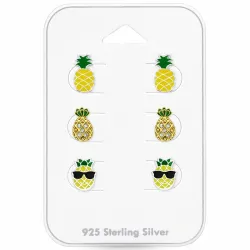 ananas nappikorvakorut  hopea kanssa kullattu hopea