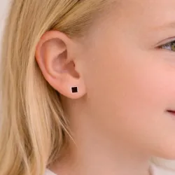 5 mm neliskulmainen punaista zirkoni korvarenkaat  hopeaa - Little Ones