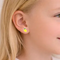 sitruuna keltainen nappikorvakorut  hopeaa - Little Ones