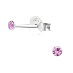 2 mm kristalli nappikorvakorut  hopea - Little Ones