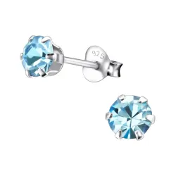 5 mm kristalli nappikorvakorut  hopea - Little Ones