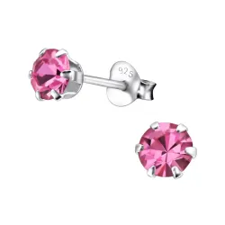 5 mm kristalli nappikorvakorut  hopea - Little Ones