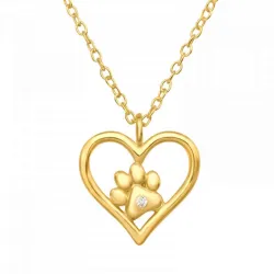 sydän tassu kaulaketju, jossa on riipus kullattua hopeaa - Little Ones