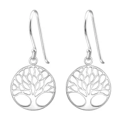 15 mm elämänpuu korvarenkaat  hopea