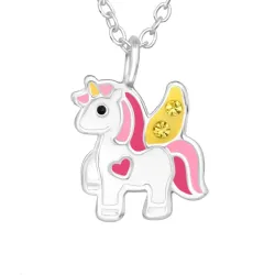yksisarvinen keltainen kaulaketju hopeaa - Little Ones