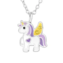 yksisarvinen lila kaulaketju hopeaa - Little Ones