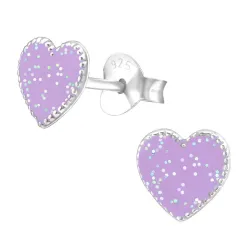 sydän vaaleanlila korvarenkaat  hopea - Little Ones