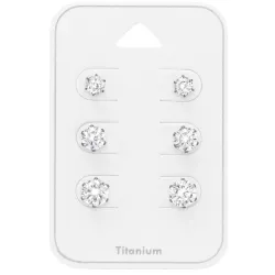 4 x 5 x 6 mm valkoinen zirkoni nappikorvakorut  titaani