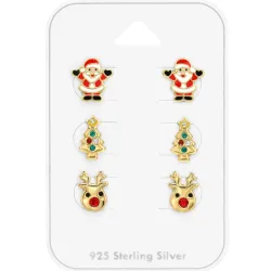 joulupukki lasten korvakorut  kullattua hopeaa - Little Ones