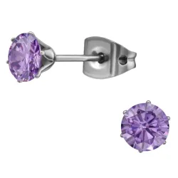 5 mm lila zirkoni nappikorvakorut  titaani - Little Ones