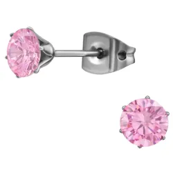 5 mm pinkki zirkoni nappikorvakorut  titaani - Little Ones