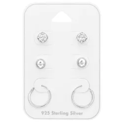 valkoinen zirkoni korvarenkaat  hopea