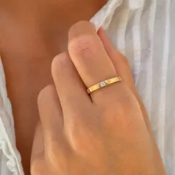 lab grown timantti solitaire-sormus kullattua hopeaa