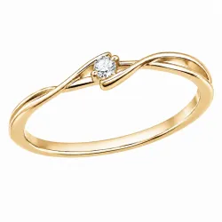 lab grown timantti solitaire-sormus kullattua hopeaa